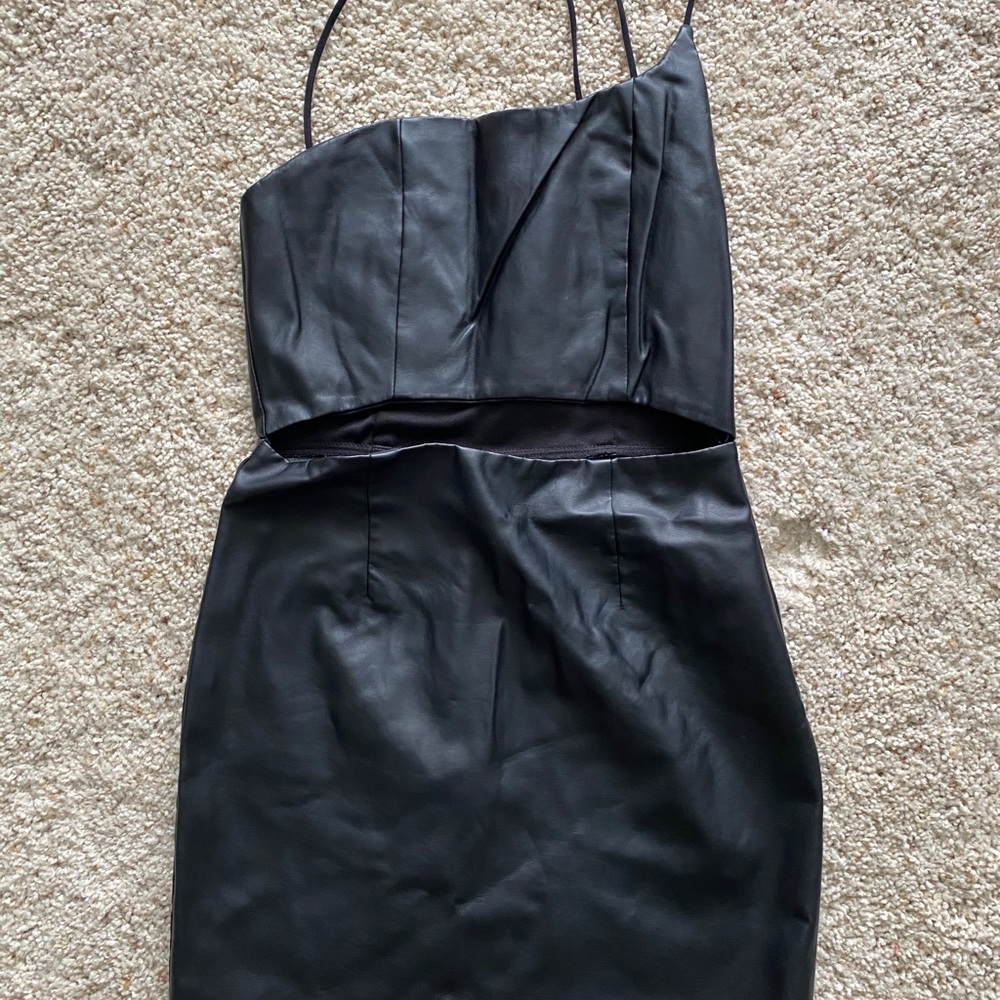 Black leather dress